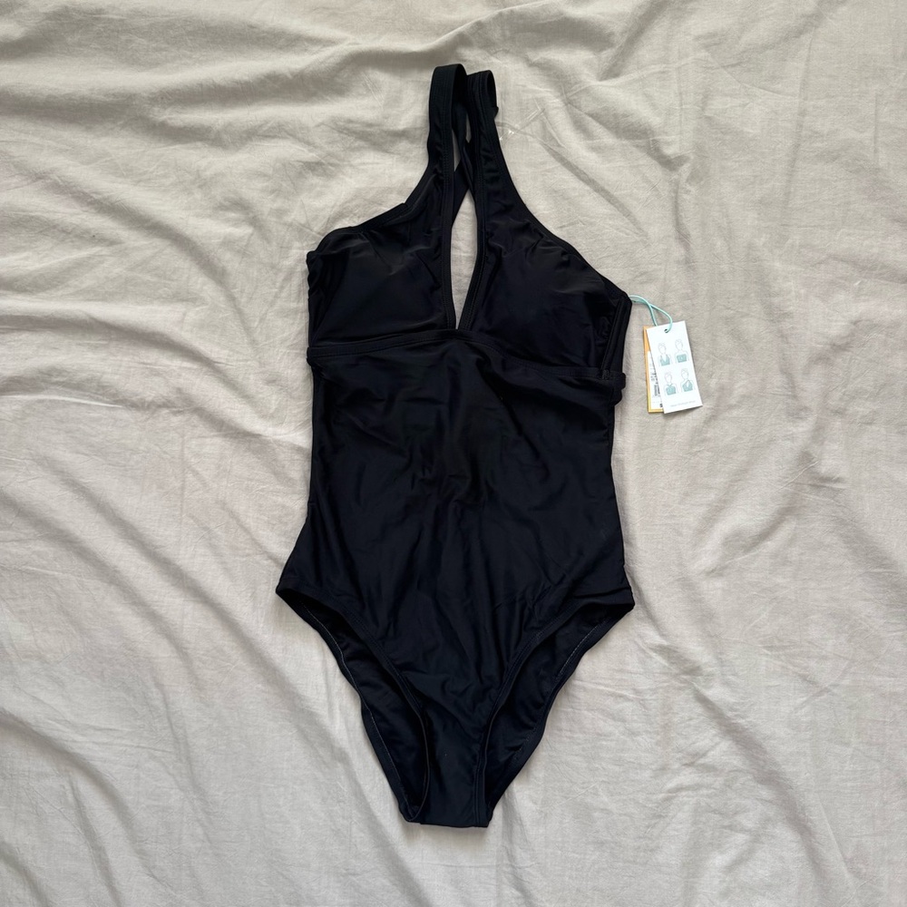 Kona Sol Black One Piece Swimsuit Tie Back | Size S | NWT